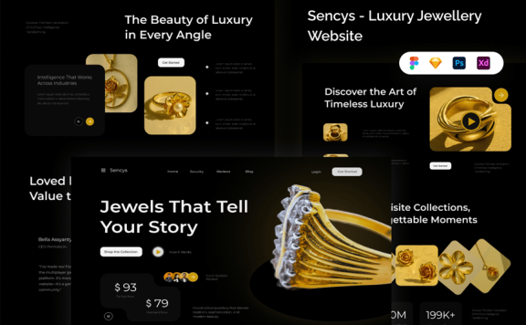 豪华珠宝网站网页UI模板 (FIG,PSD,SKETCH,XD)