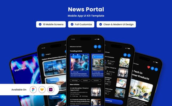 新闻门户移动应用APP UI KIT (FIG,SKETCH,XD)