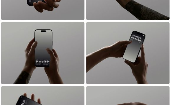 手持 iPhone 16 Pro 手机样机展示大合集（PSD,Sketch,Fig）