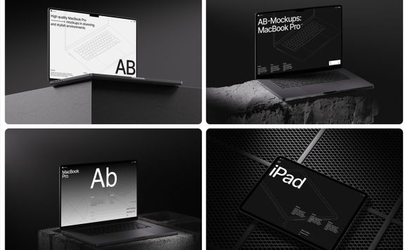 3.3GB高端的 MacBook、iPad 和 iPhone 2025系列样机合集下载（PSD,Sketch,Fig）