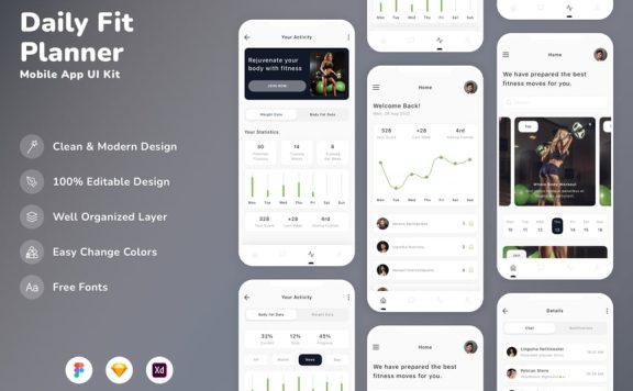 每日拟合规划师移动应用APP UI KIT