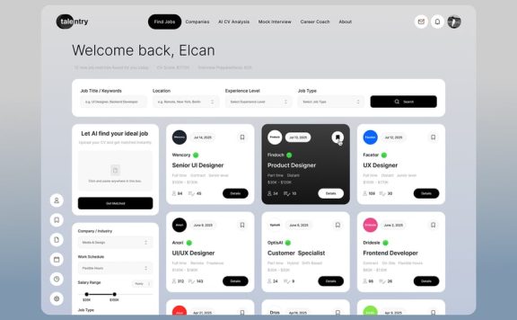 AI求职平台仪表板UI