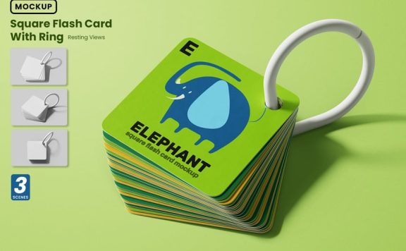 带有戒指模型的方形记忆卡片样机 (PSD)