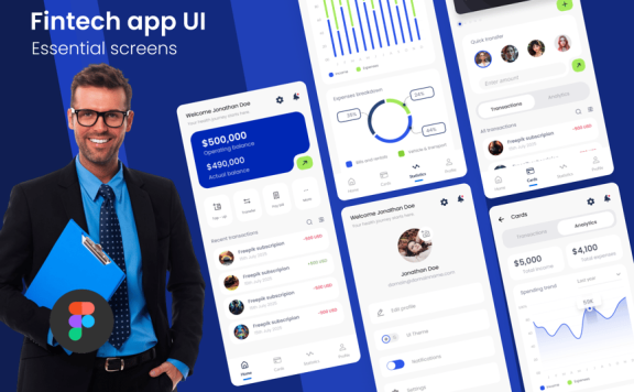 金融科技应用程序UI-必需屏幕APP UI KIT (FIG)