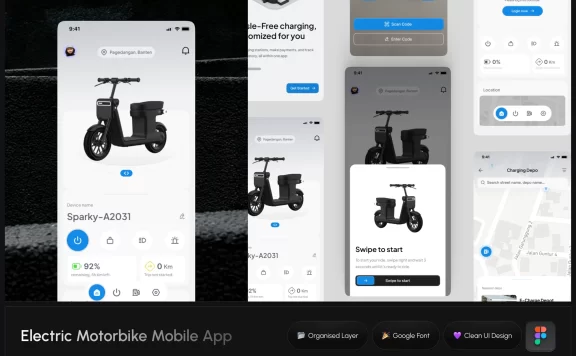 摩托车电动移动应用APP UI KIT (fig)