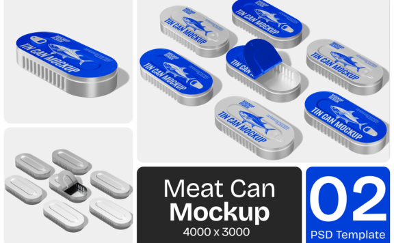 午餐肉罐头包装设计样机 (PSD)