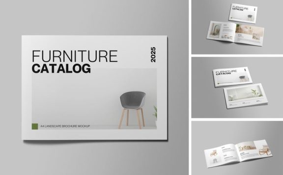 A4景观画册杂志模型样机 (PSD,PDF)