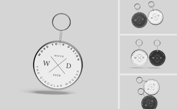 圆金金属钥匙链模型样机 (PSD,PDF)