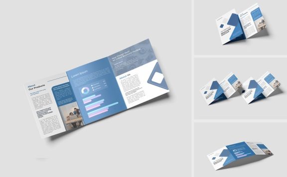 A5三折页手册模型样机 (PSD,PDF)