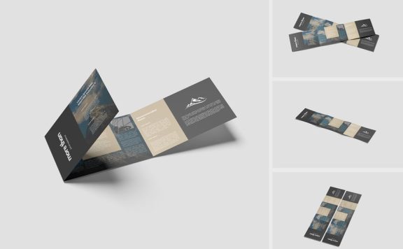 ４折页景观手册模型样机 (PSD,PDF)