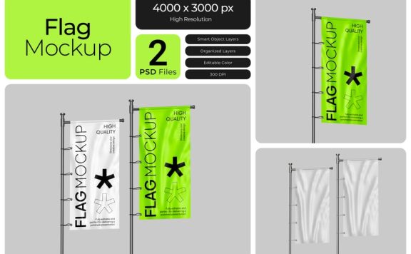 标志旗帜模型样机 (PSD)