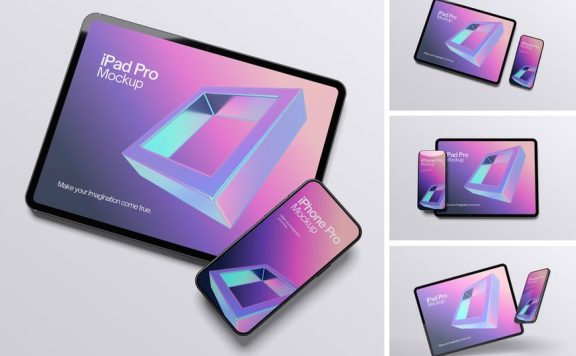 时尚的清脆iPad模型样机 (PSD,PDF)