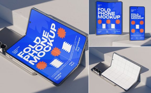 折叠屏手机模型样机 (PSD)