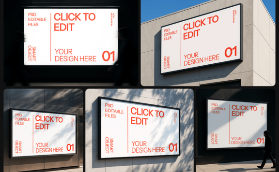 户外广告牌样机 (PSD)
