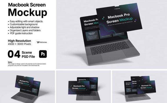 MacBook Pro屏幕模型样机 (PSD)