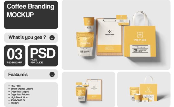 咖啡品牌模型样机 (PSD)