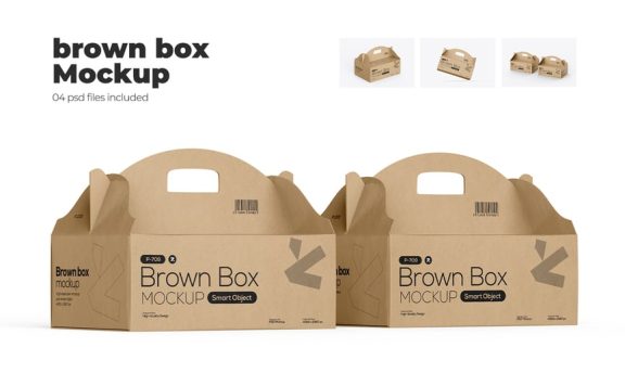卡夫外卖盒PSD模型带有句柄样机 (PSD)