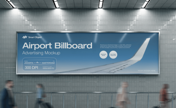 机场广告牌广告样机 (PSD)