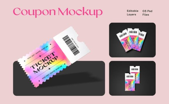 优惠券折扣优惠券模型套件样机 (PSD)