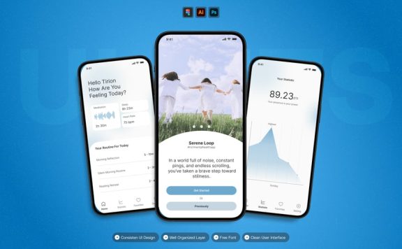 APP启动页循环场景移动应用APP UI KIT (AI,EPS,PSD,FIG)
