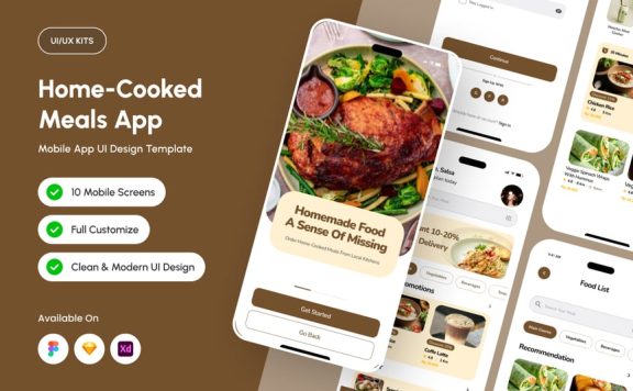 烹饪餐用品应用APP UI KIT (FIG,SKETCH,XD)