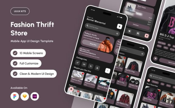 时尚二手店 UI 设计模板 APP UI KIT (FIG,SKETCH,XD)