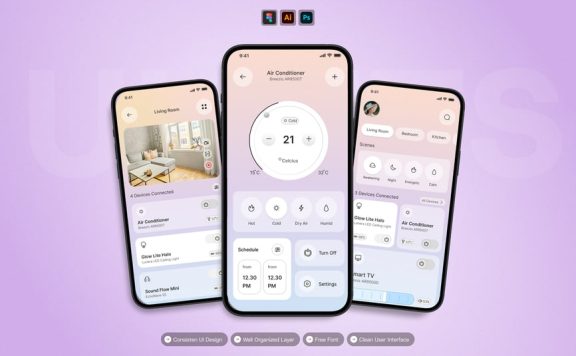 智能居家 App UI Kit (AI,EPS,PSD,FIG)