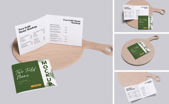 两折菜单模型样机 (PSD,PDF)