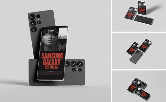 三星Galaxy S25超模型样机 (PSD,PDF)