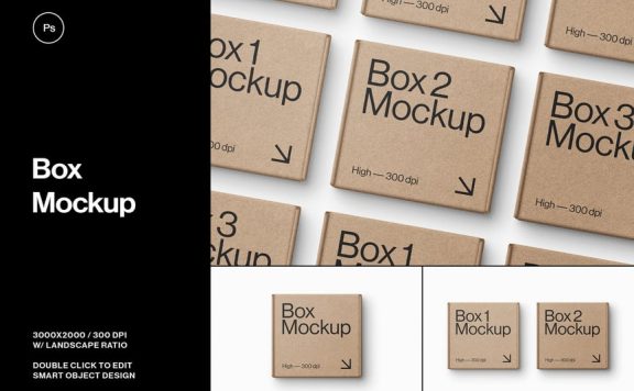 盒子飞机盒模型样机 (PSD)