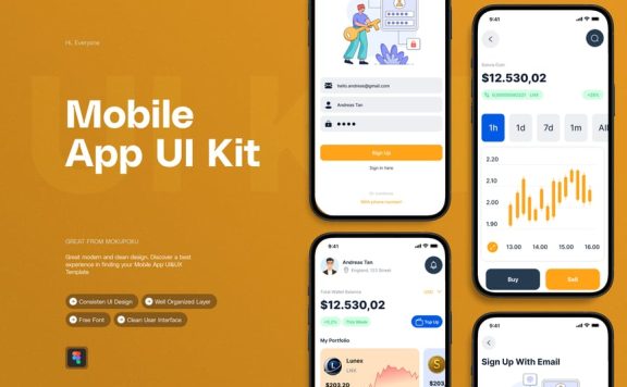 加密移动应用APP UI KIT (AI,EPS,PSD,FIG)