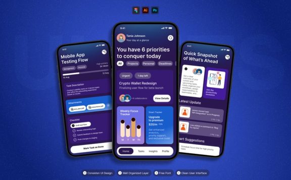 任务管理 – 移动应用APP UI KIT (AI,EPS,FIG)