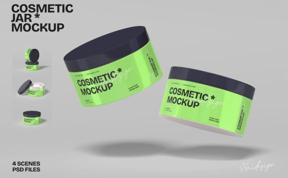 化妆品罐模型样机 (PSD)