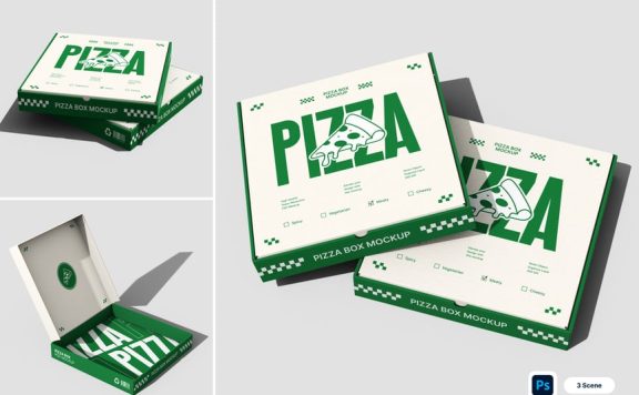 披萨盒模型样机 (PSD)