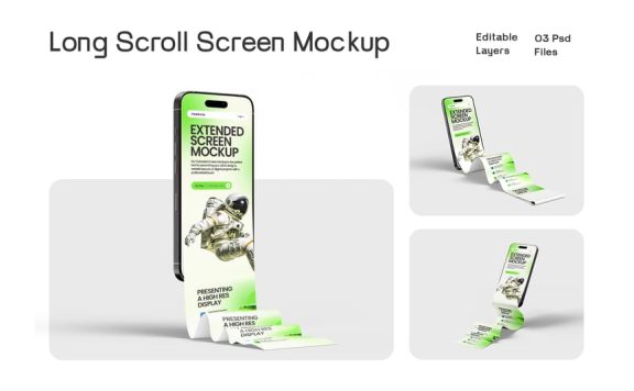长卷轴扩展屏幕iPhone模型集样机 (PSD)