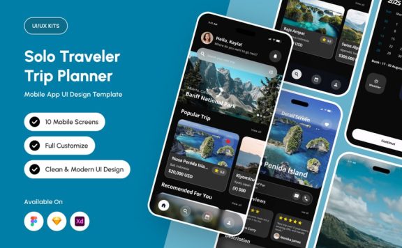 独自旅行计划应用APP UI KIT (FIG,SKETCH,XD)