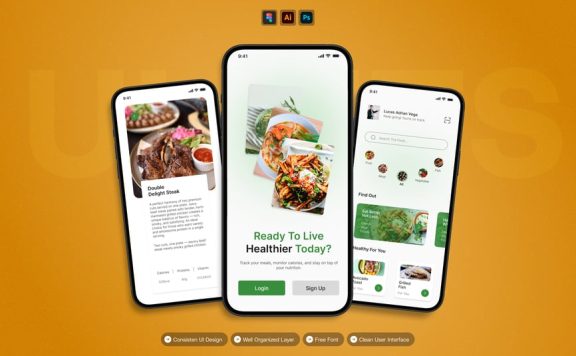 美食移动端 APP UI KIT (AI,EPS,PSD,FIG)