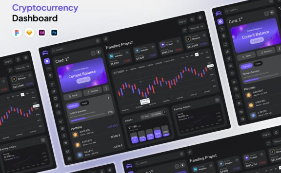 加密货币仪表板网页UI (FIG,PSD,SKETCH,XD)