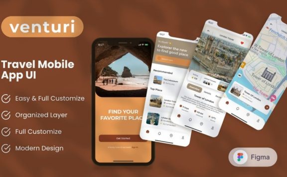 旅行移动应用APP UI KIT (FIG)