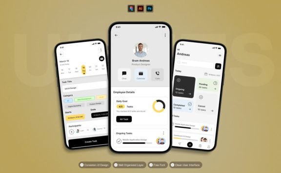任务管理 – 移动应用APP UI KIT (AI,EPS,PSD,FIG)