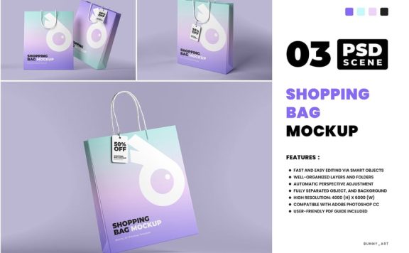 购物袋模型样机 (PSD,PDF)