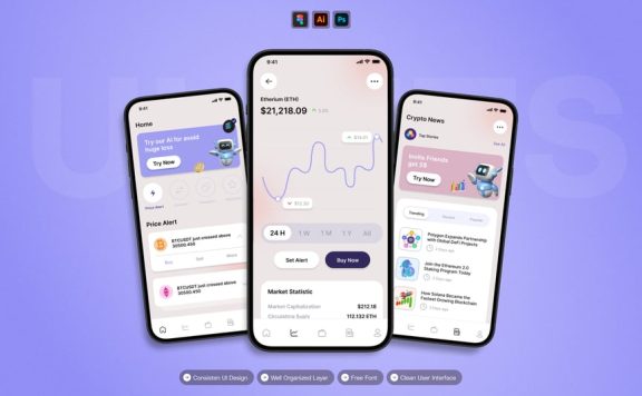 智能钱包 – 移动应用APP UI KIT (AI,EPS,PSD,FIG)