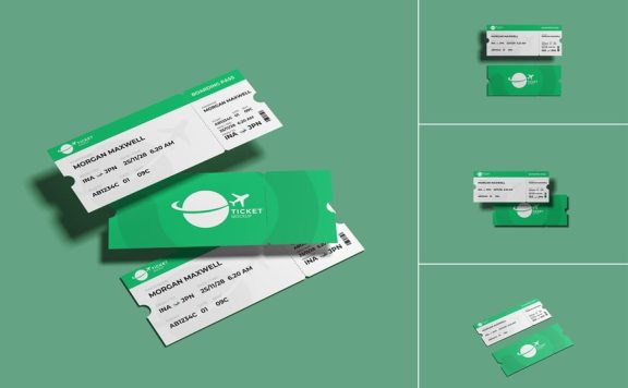 简单的门票模型样机 (PSD,JPG,PDF)