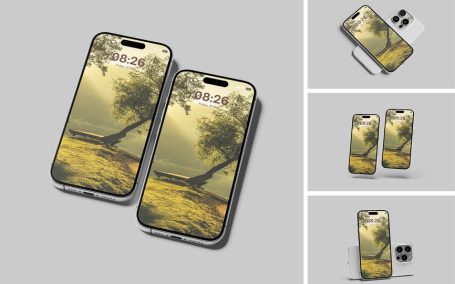 iPhone模型手机样机 (PSD,PDF)