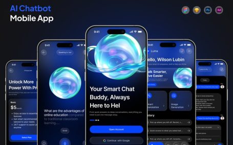 AI聊天机器人应用APP UI KIT (FIG,PSD,SKETCH,XD)