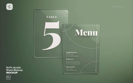 5x7in丙烯酸薄片模型样机 (PSD,PDF)