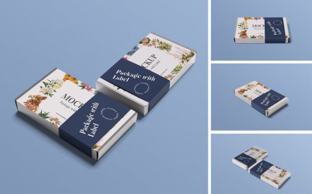 标签模型的盒装包装样机 (PSD,PDF)