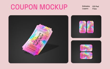 优惠券折扣优惠券模型套件样机 (PSD)