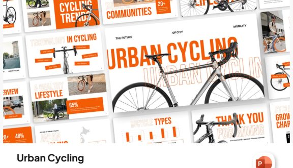 城市自行车活动介绍PPT模板 (PPTX)