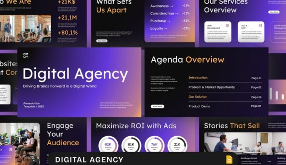 数字代理PPT模板 (PPTX)